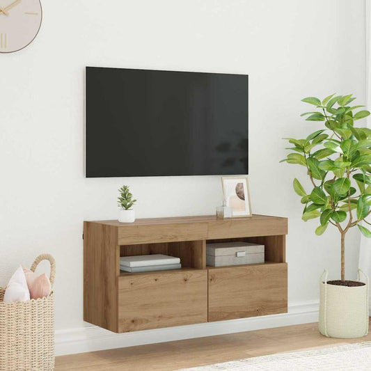 TV Fali Szekrény LED-del Artisan tölgy 80 x 30 x 40 cm Faanyag