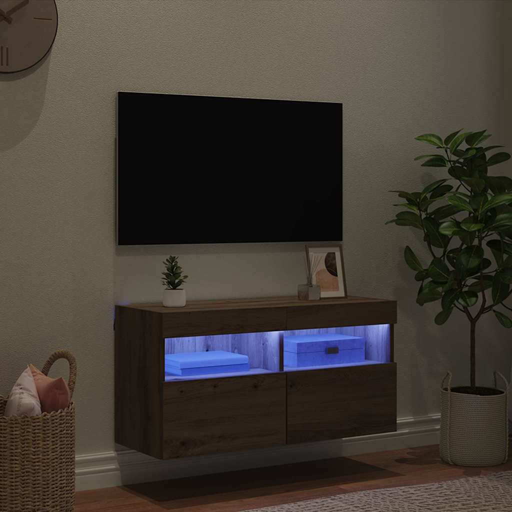 TV Fali Szekrény 80 x 30 x 40 cm Artisan tölgy Szerelt Fa