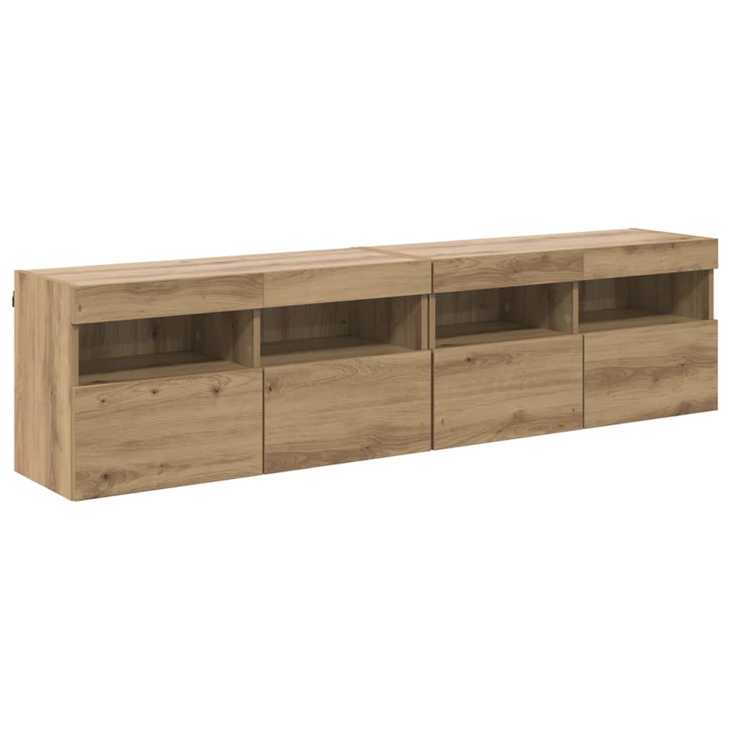 TV Fali Szekrények 2 pcs Artisan tölgy Szerelt Fa