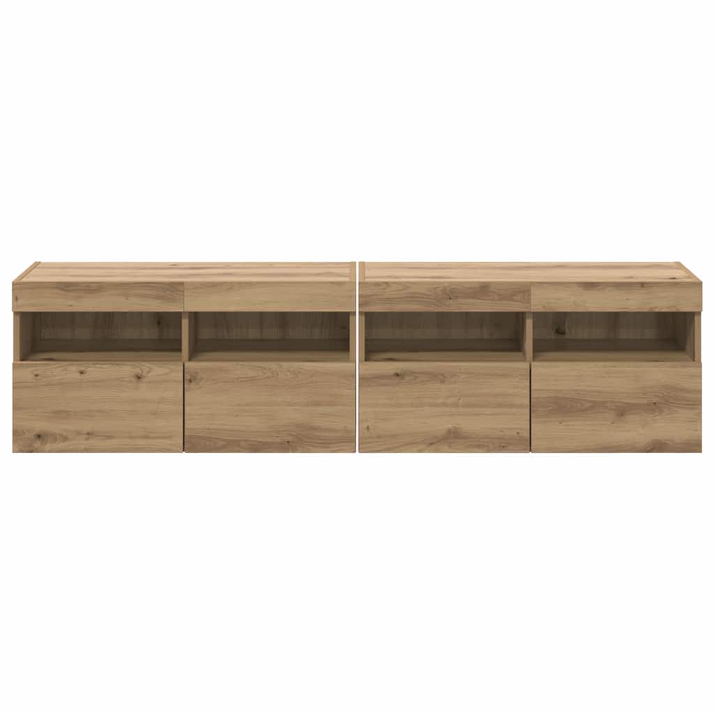 TV Fali Szekrények 2 pcs Artisan tölgy Szerelt Fa