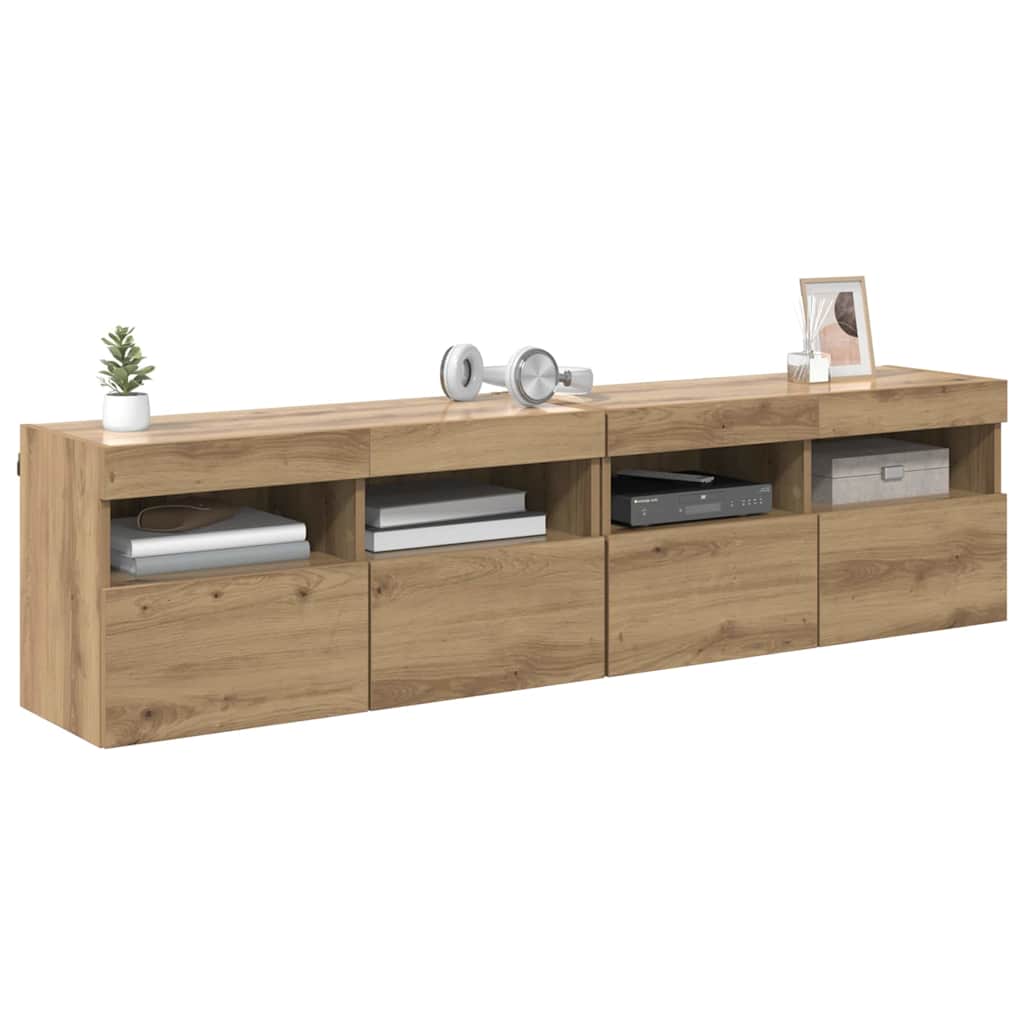 TV Fali Szekrények 2 pcs Artisan tölgy Szerelt Fa
