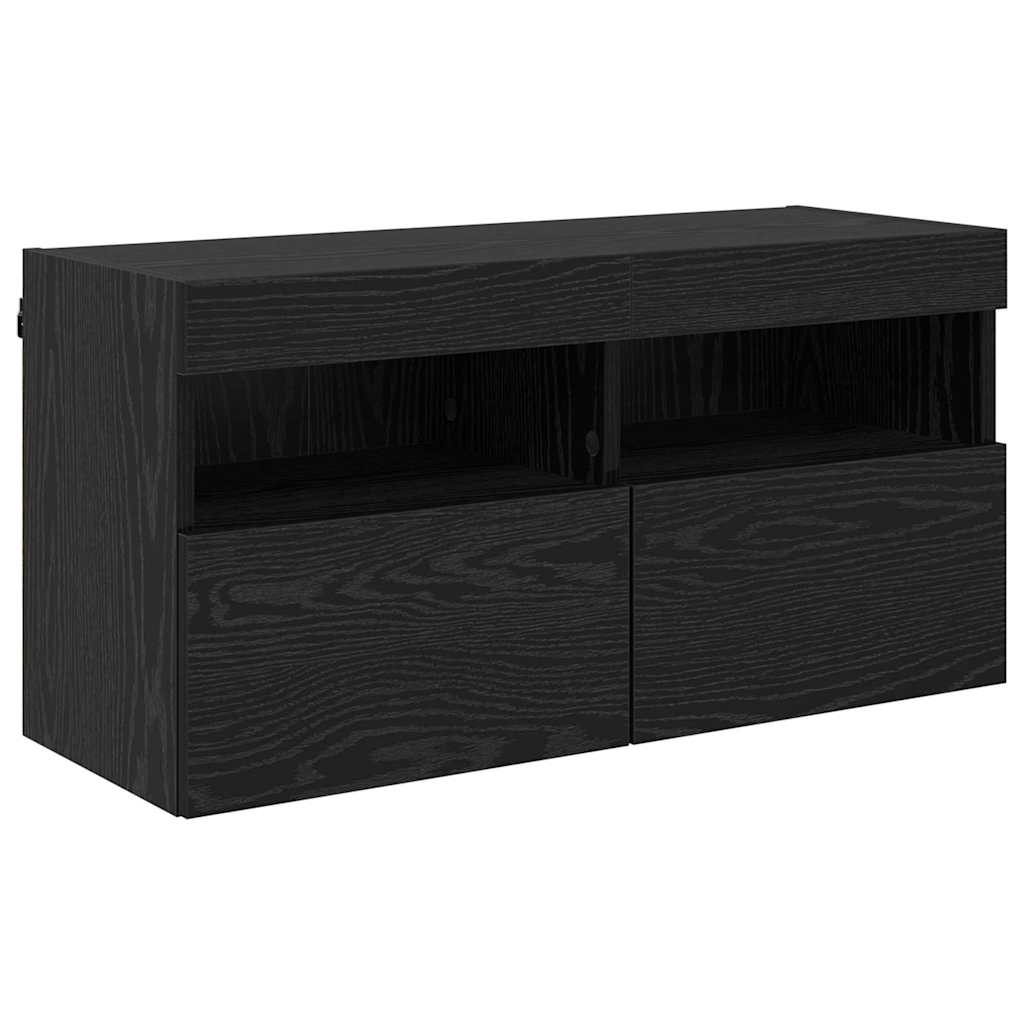 TV Fali Szekrény 80 x 30 x 40 cm Fekete tölgy Szerelt Fa