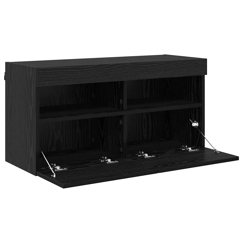 TV Fali Szekrény 80 x 30 x 40 cm Fekete tölgy Szerelt Fa