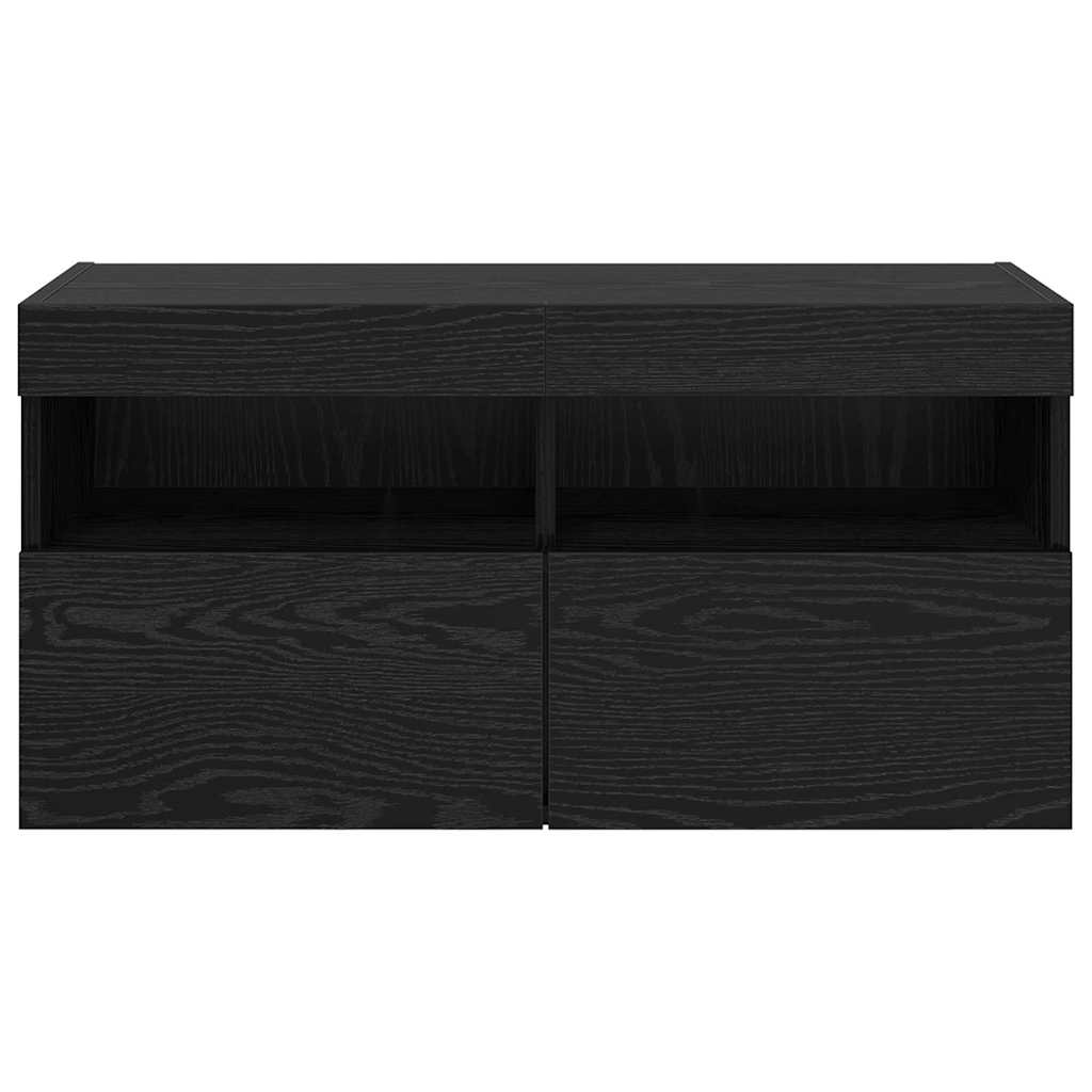 TV Fali Szekrény 80 x 30 x 40 cm Fekete tölgy Szerelt Fa