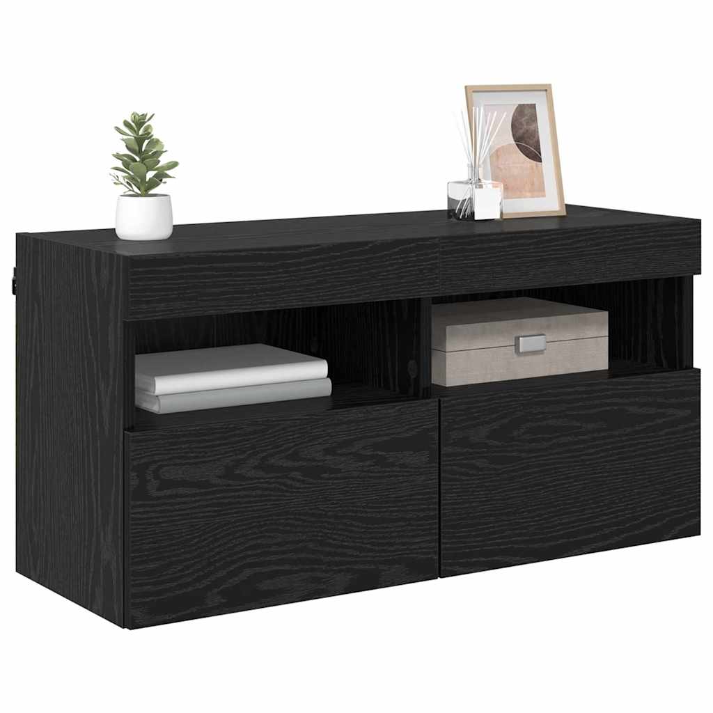 TV Fali Szekrény 80 x 30 x 40 cm Fekete tölgy Szerelt Fa