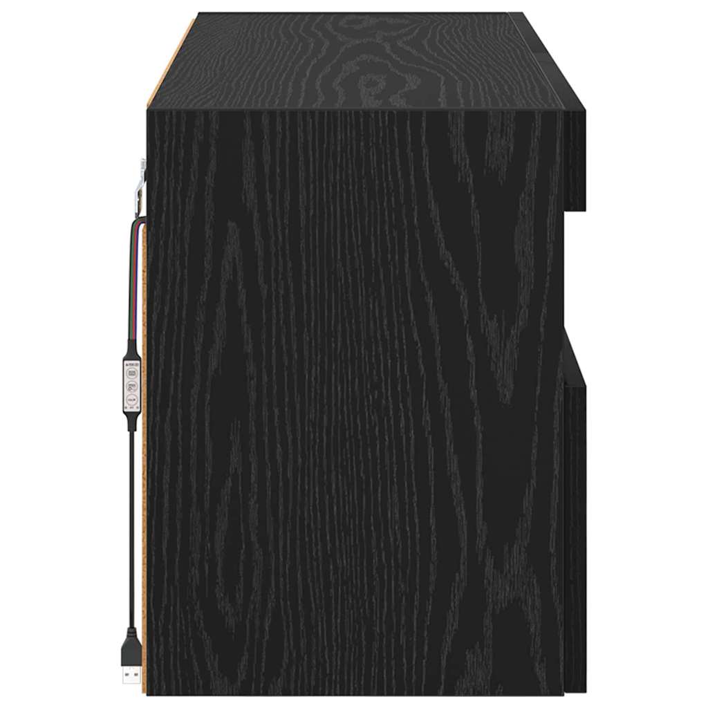 TV Fali Szekrény 80 x 30 x 40 cm Fekete tölgy Szerelt Fa