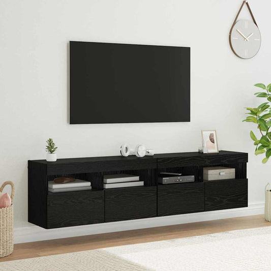 TV Fali Szekrények 2 pcs Fekete tölgy 80 x 30 x 40 cm Faanyag