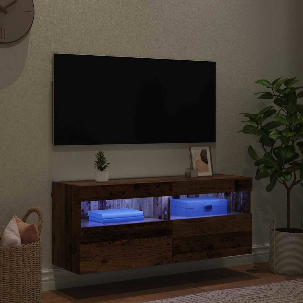 TV Fali Szekrény 100 x 30 x 40 cm Öreg fa Szerelt Fa