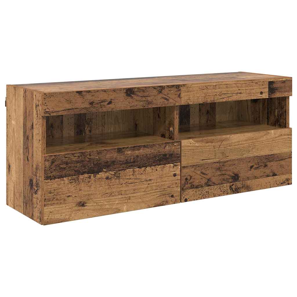 TV Fali Szekrény 100 x 30 x 40 cm Öreg fa Szerelt Fa