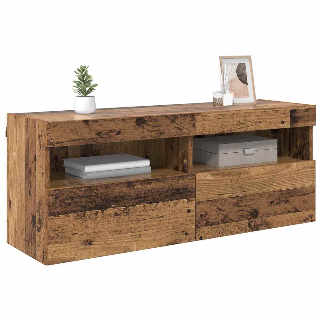 TV Fali Szekrény 100 x 30 x 40 cm Öreg fa Szerelt Fa