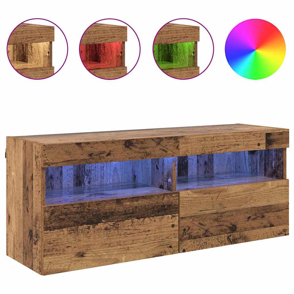TV Fali Szekrény 100 x 30 x 40 cm Öreg fa Szerelt Fa