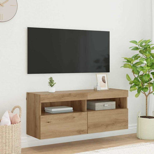 TV Fali Szekrény LED-del Artisan tölgy 100 x 30 x 40 cm Faanyag