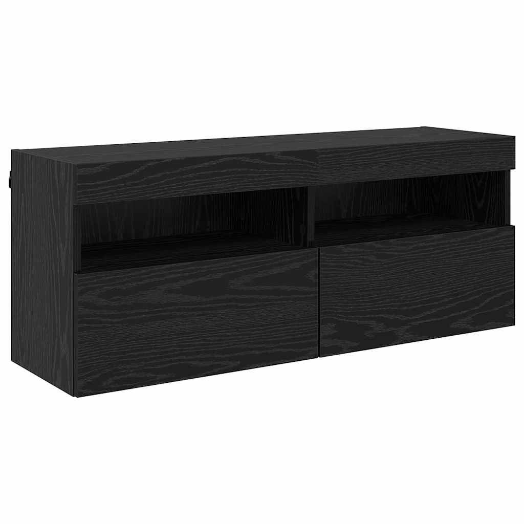TV Fali Szekrény 100 x 30 x 40 cm Fekete tölgy Szerelt Fa