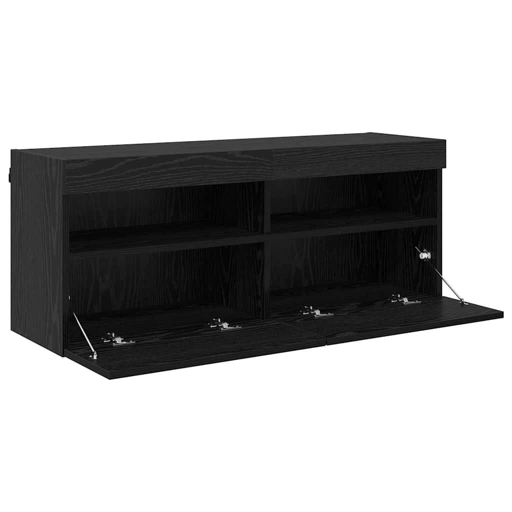 TV Fali Szekrény 100 x 30 x 40 cm Fekete tölgy Szerelt Fa