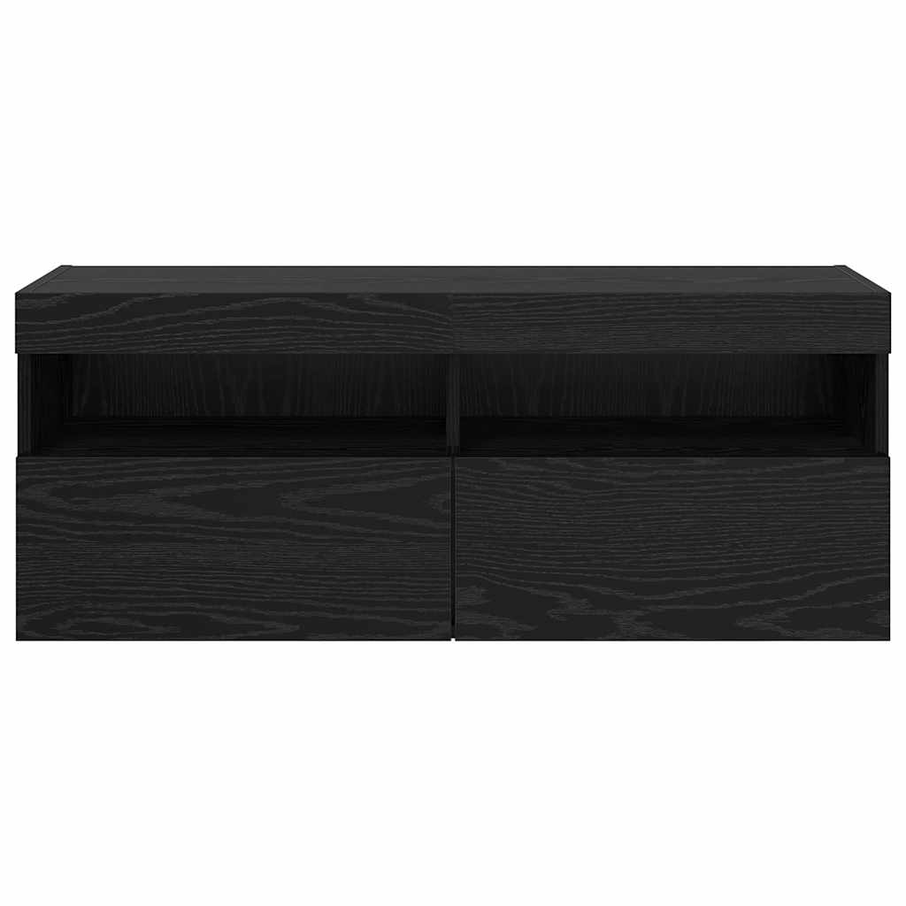 TV Fali Szekrény 100 x 30 x 40 cm Fekete tölgy Szerelt Fa