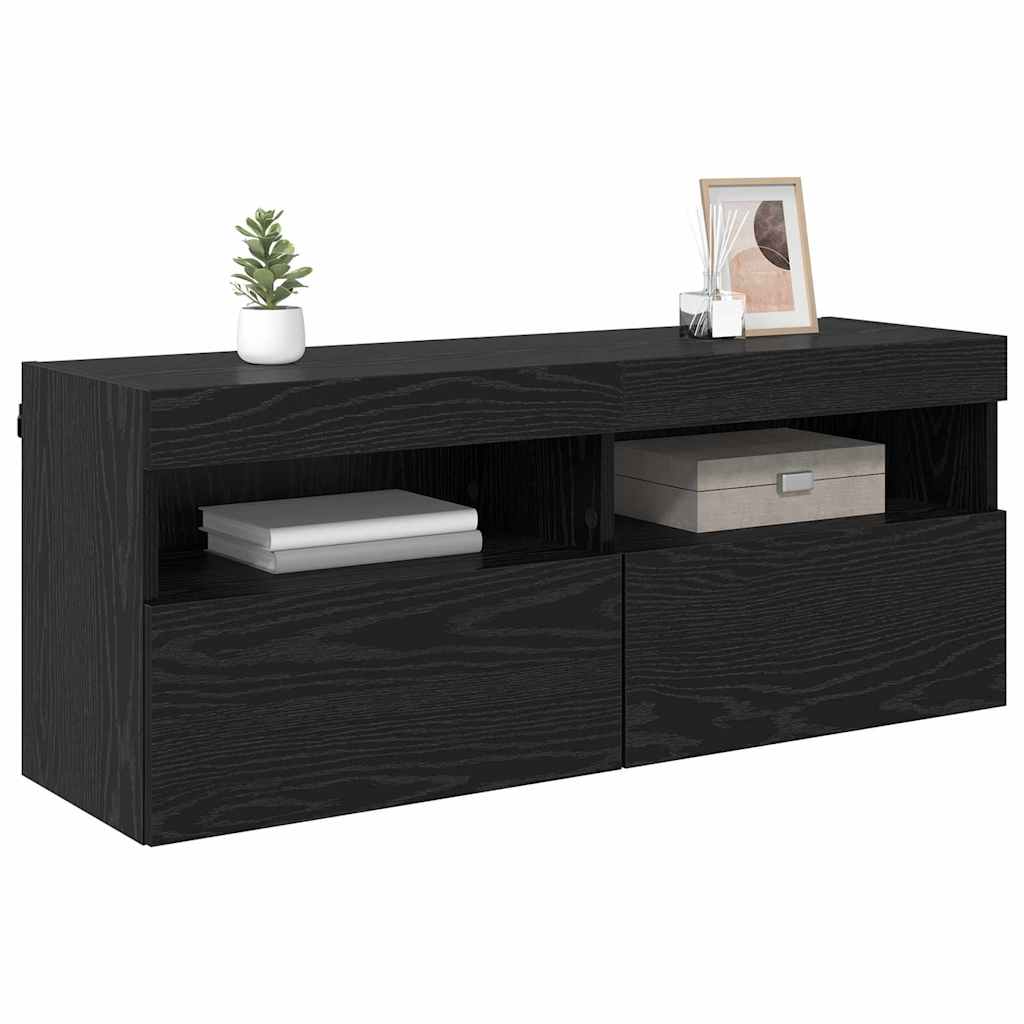 TV Fali Szekrény 100 x 30 x 40 cm Fekete tölgy Szerelt Fa