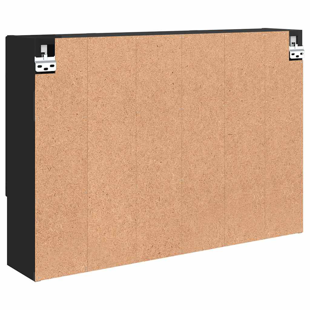 Tükörszekrény Falra szerelhető Fekete 80 x 17 x 55 cm Faanyag