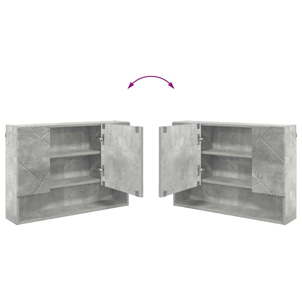 Tükörszekrény tárolóval Beton Szürke 80 x 17 x 55 cm Faanyag