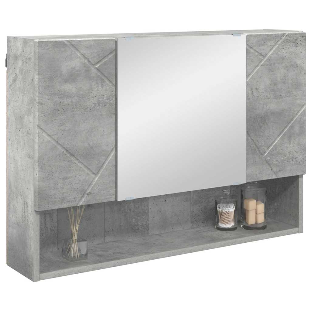 Tükörszekrény tárolóval Beton Szürke 80 x 17 x 55 cm Faanyag
