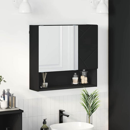 Tükörszekrény Falra szerelhető Fekete 59 x 17 x 55 cm Faanyag