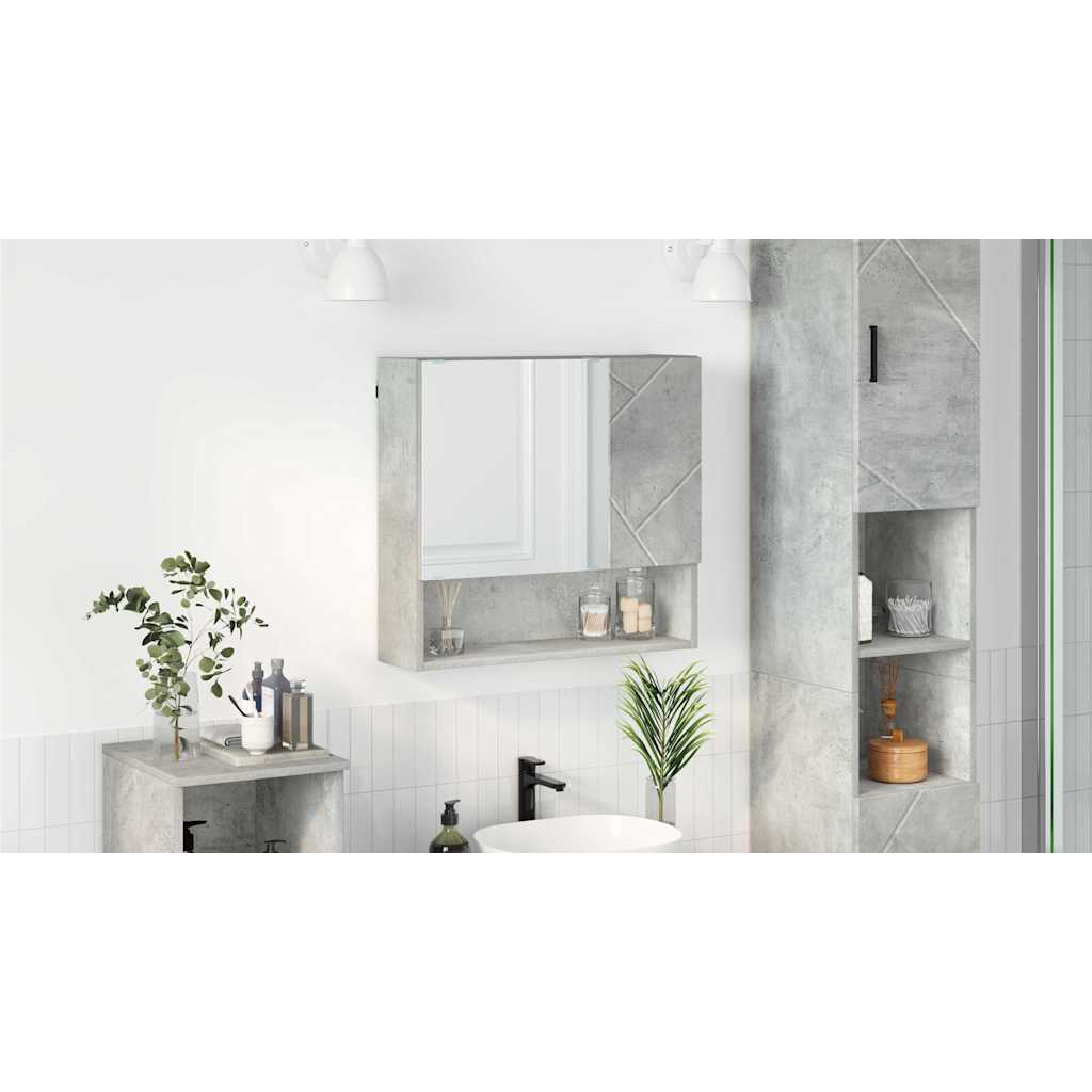 Tükörszekrény Beton Szürke 59 x 17 x 55 cm Szerelt Fa