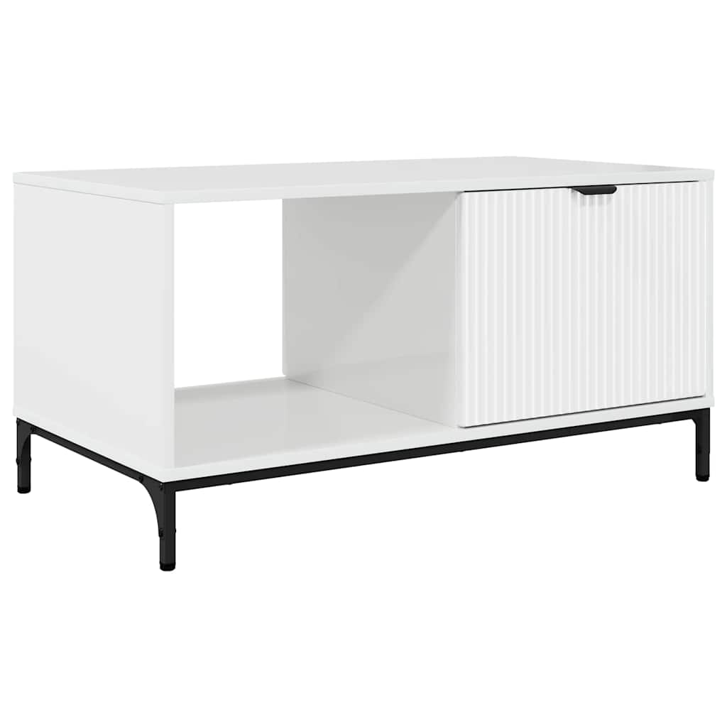 Dohányzóasztal Magas Fényű Fehér 90 x 49 x 46 cm Faanyag