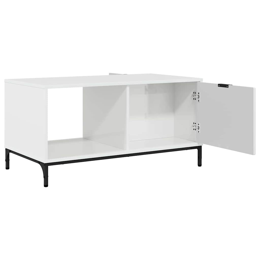 Dohányzóasztal Magas Fényű Fehér 90 x 49 x 46 cm Faanyag