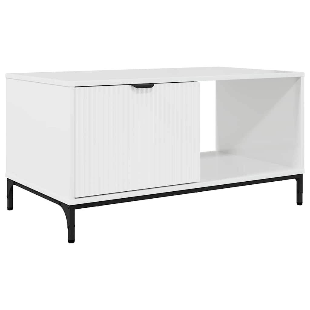 Dohányzóasztal Magas Fényű Fehér 90 x 49 x 46 cm Faanyag