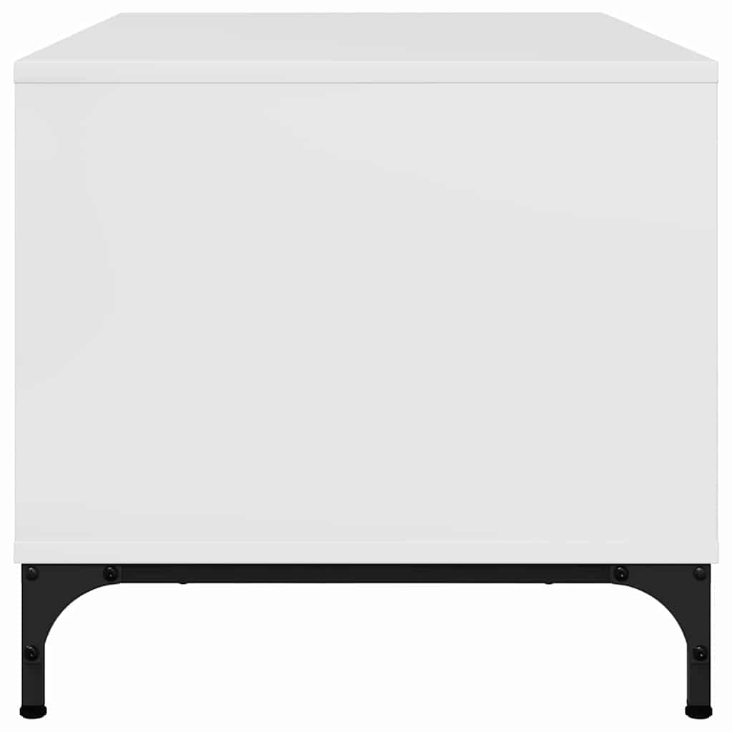 Dohányzóasztal Magas Fényű Fehér 90 x 49 x 46 cm Faanyag