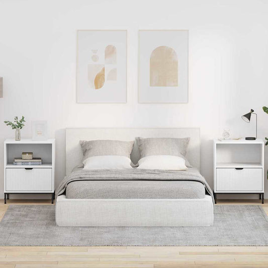 Éjjeliszekrény fiókkal 2 pcs Fehér 49 x 36 x 61 cm Faanyag