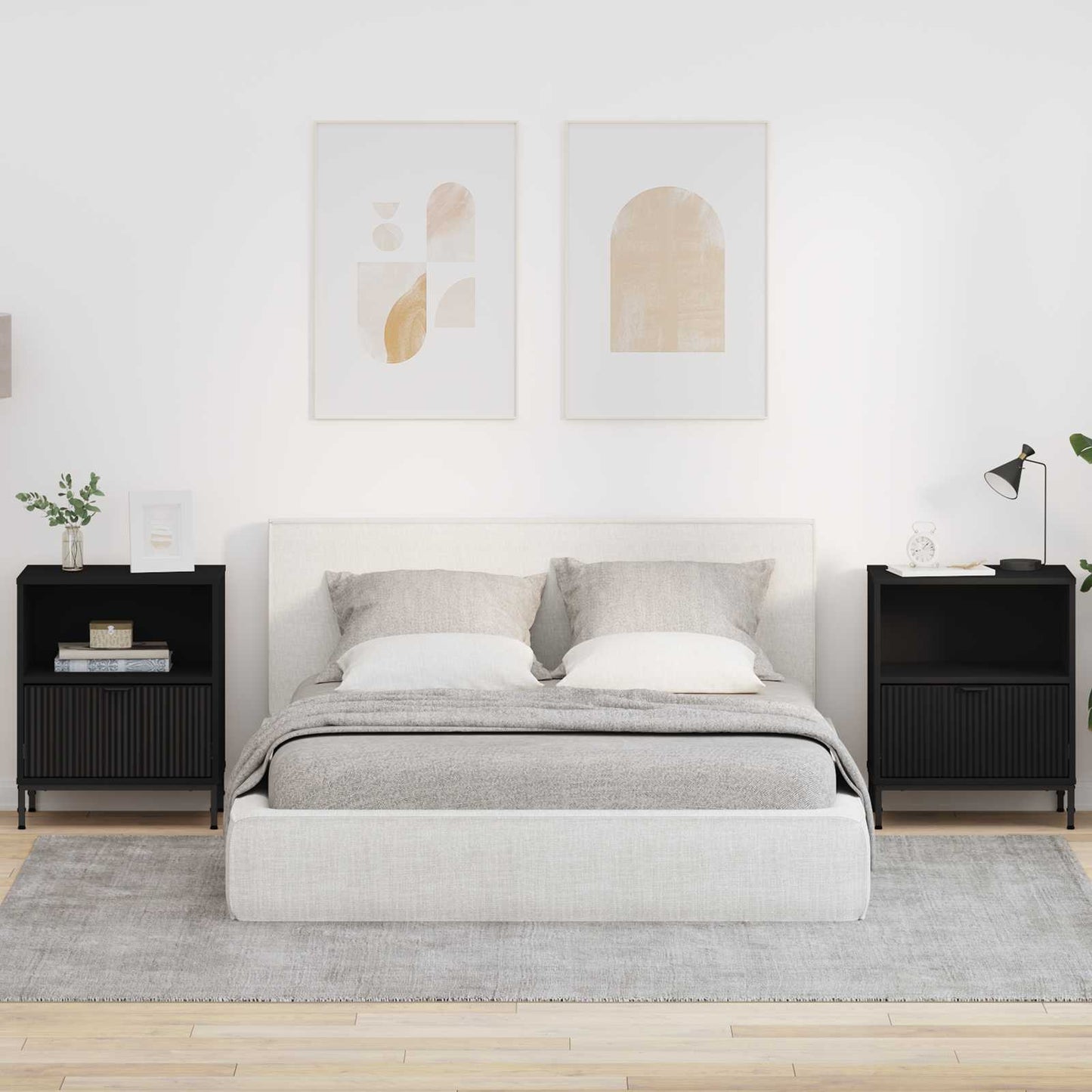 Éjjeliszekrény 2 db Fekete 49 x 36 x 61 cm Szerelt fa