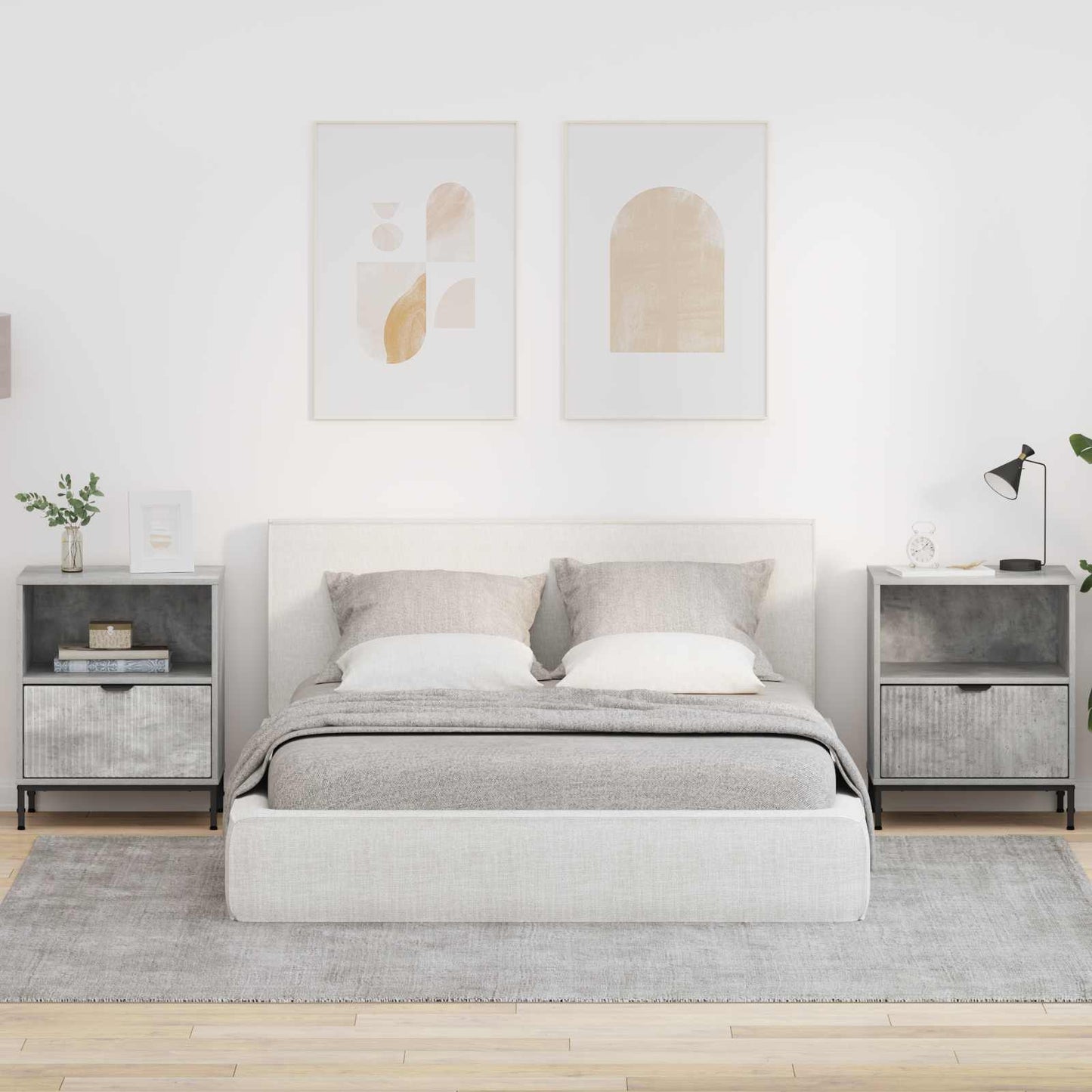Éjjeliszekrény 2 db Beton szürke 49 x 36 x 61 cm Szerelt fa