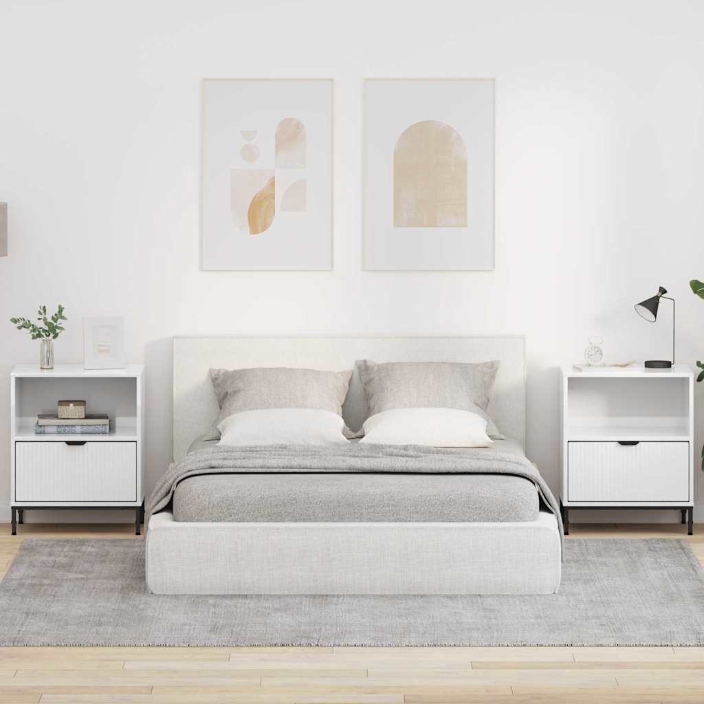 Éjjeliszekrény 2 pcs Magasfényű fehér 49 x 36 x 61 cm Faanyag