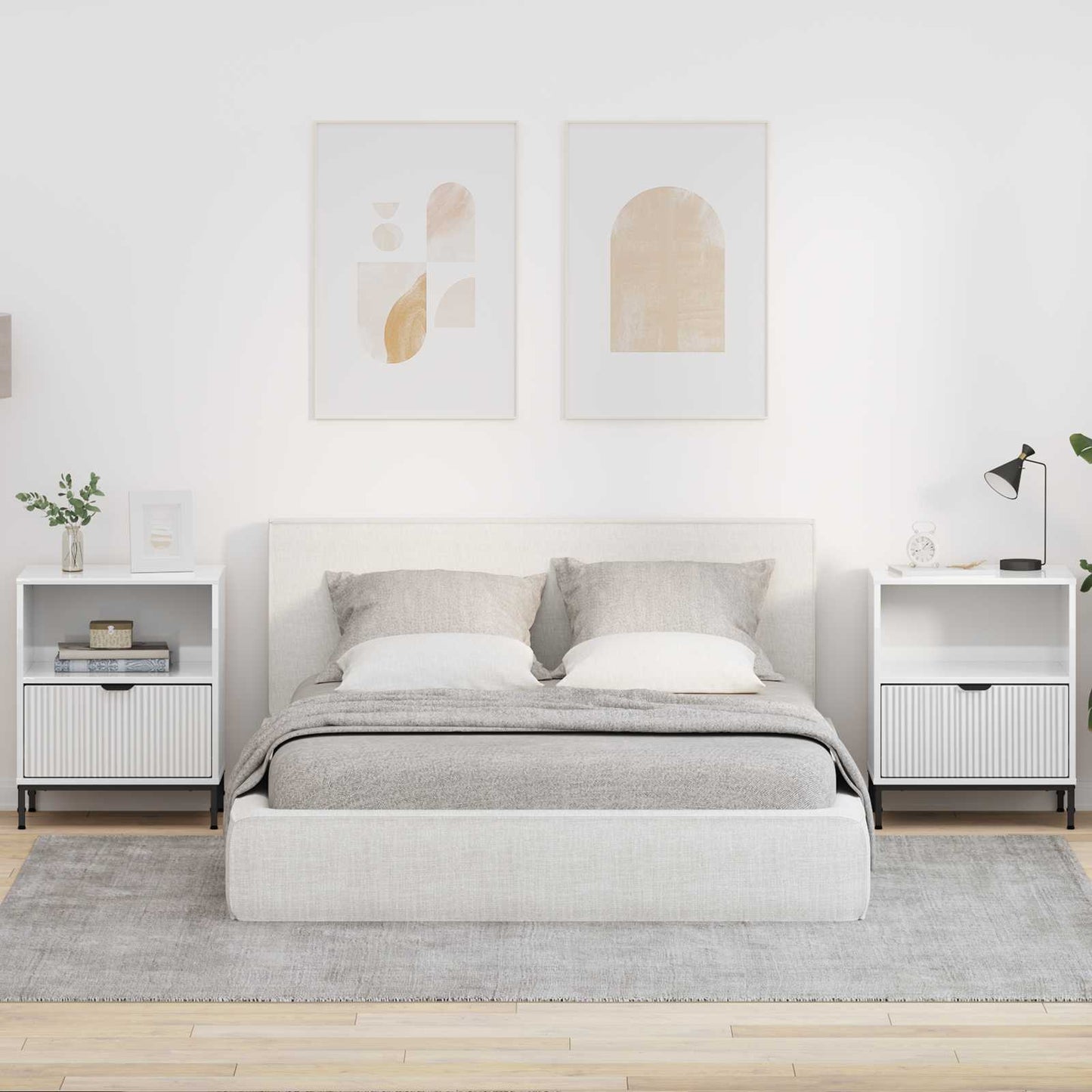 Éjjeliszekrény 2 db Magasfényű fehér 49 x 36 x 61 cm Szerelt fa