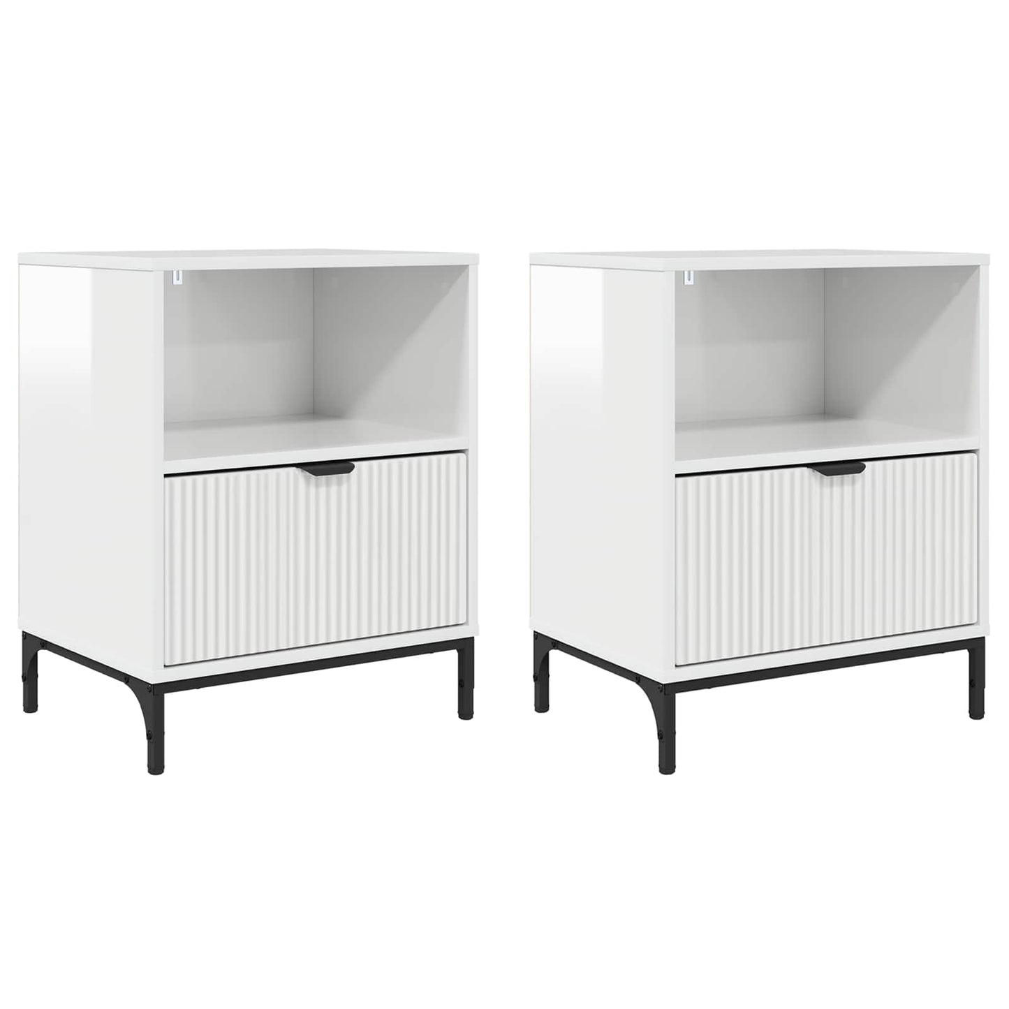 Éjjeliszekrény 2 db Magasfényű fehér 49 x 36 x 61 cm Szerelt fa
