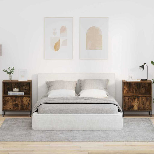 Éjjeliszekrény 2 pcs Füstölt tölgy 49 x 36 x 61 cm Faanyag