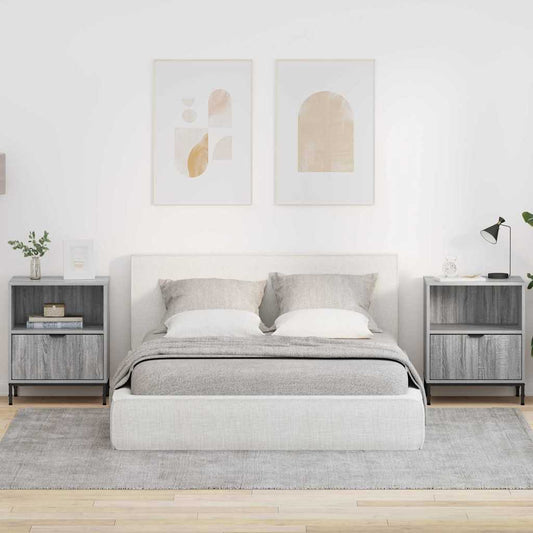 Éjjeliszekrény 2 pcs Szürke sonoma 49 x 36 x 61 cm Faanyag