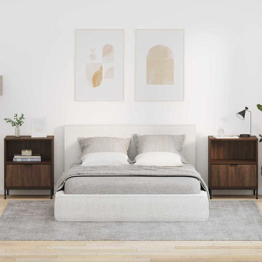 Éjjeliszekrény 2 pcs barna tölgy 49 x 36 x 61 cm Faanyag