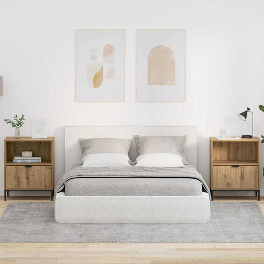 Éjjeliszekrény 2 pcs kézműves tölgy 49 x 36 x 61 cm Faanyag