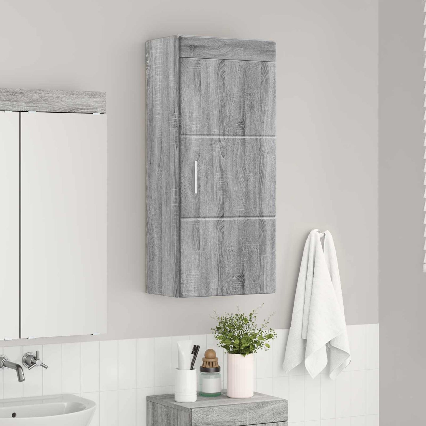 Fürdőszobai faliszekrény TULUM Szürke Sonoma 37 x 24,5 x 86 cm
