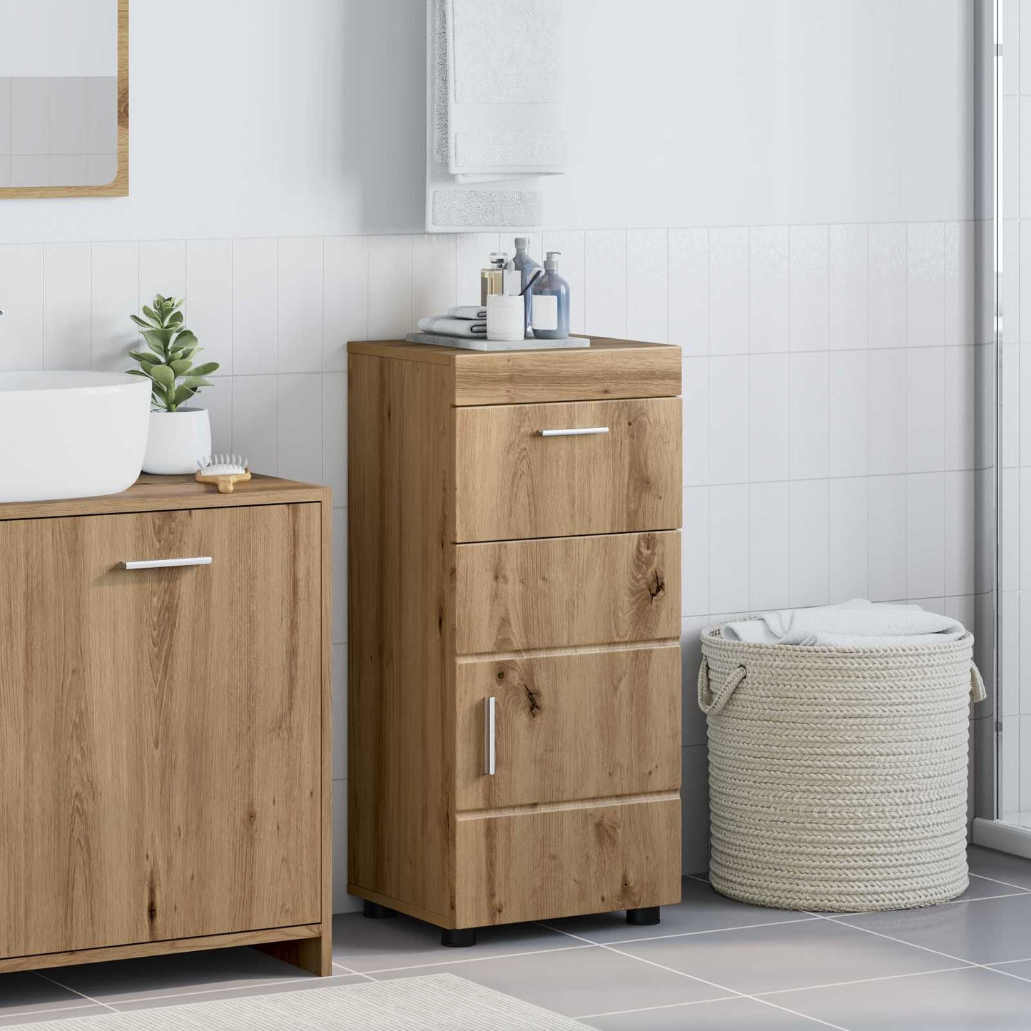 Fürdőszobai Szekrény Szett fiókkal TULUM Artisan tölgy Faanyag