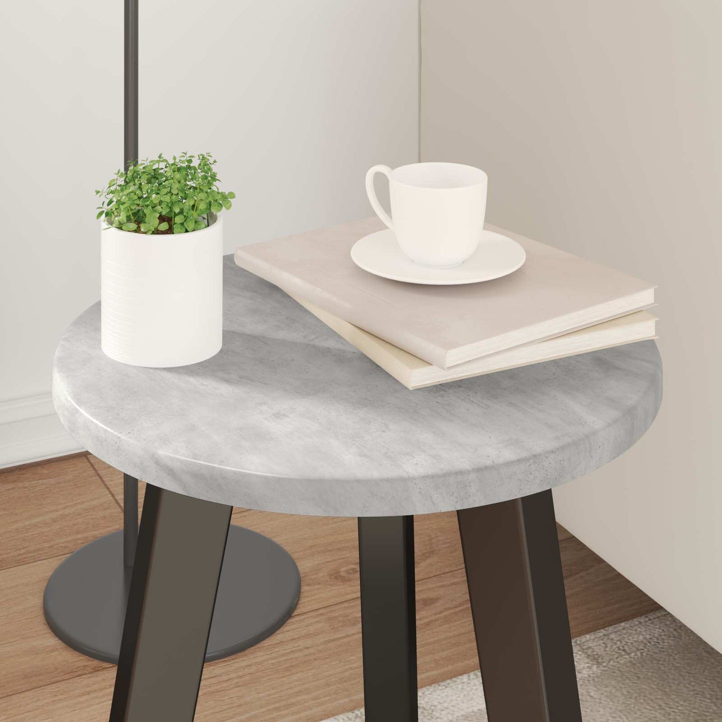 Asztallap Ø 30 x 1,5 cm Kerek Szerelt Fa Betonszürke