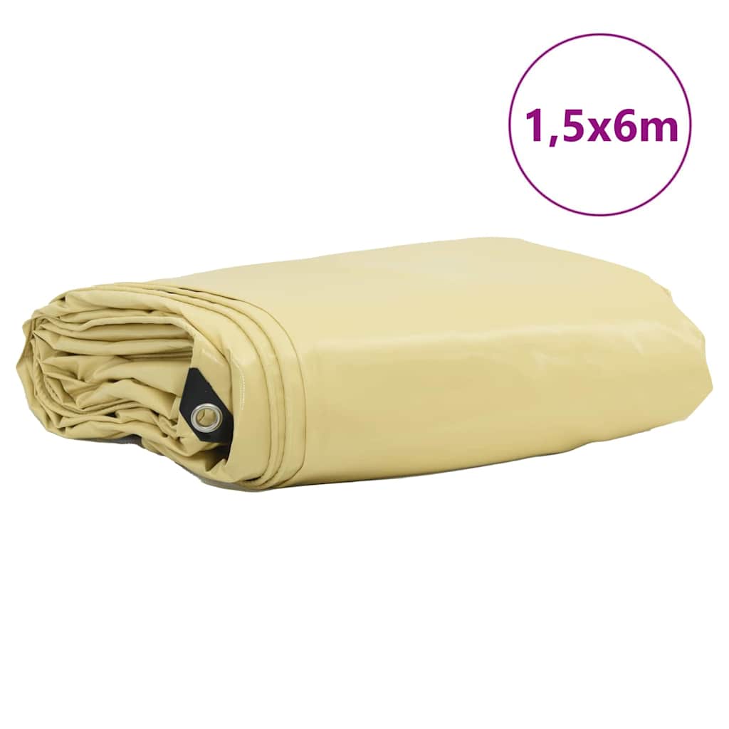 Ponyva 650g / m² Bézs 1,5 x 6 m Vászon PVC bevonattal