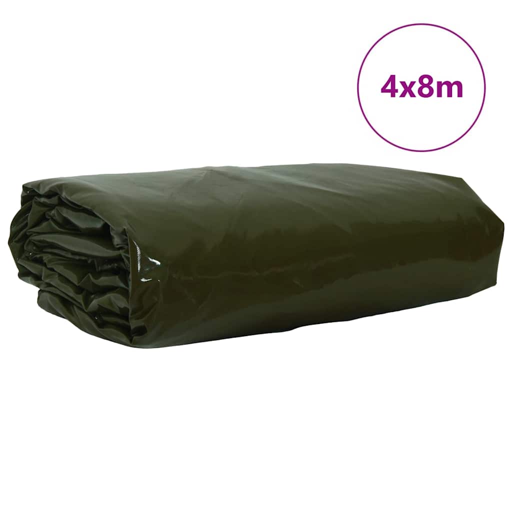 Ponyva 650g / m² Olajzöld 4 x 8 m Vászon PVC bevonattal