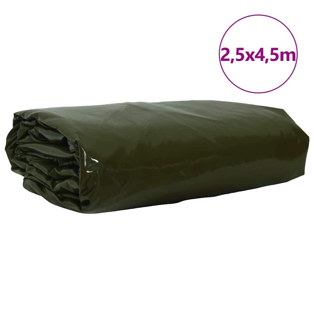 Ponyva 650g / m² Olajzöld 2,5 x 4,5 m Vászon PVC bevonattal