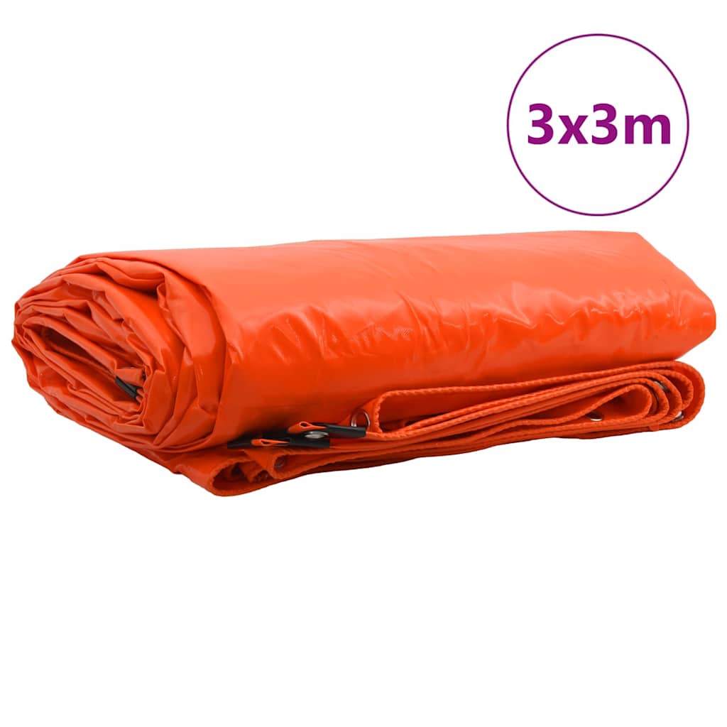 Ponyva 650g / m² Narancssárga 3 x 3 m Vászon PVC bevonattal