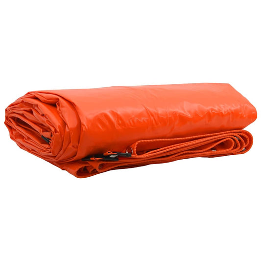 Ponyva 650g / m² Narancssárga 4 x 4 m Vászon PVC bevonattal