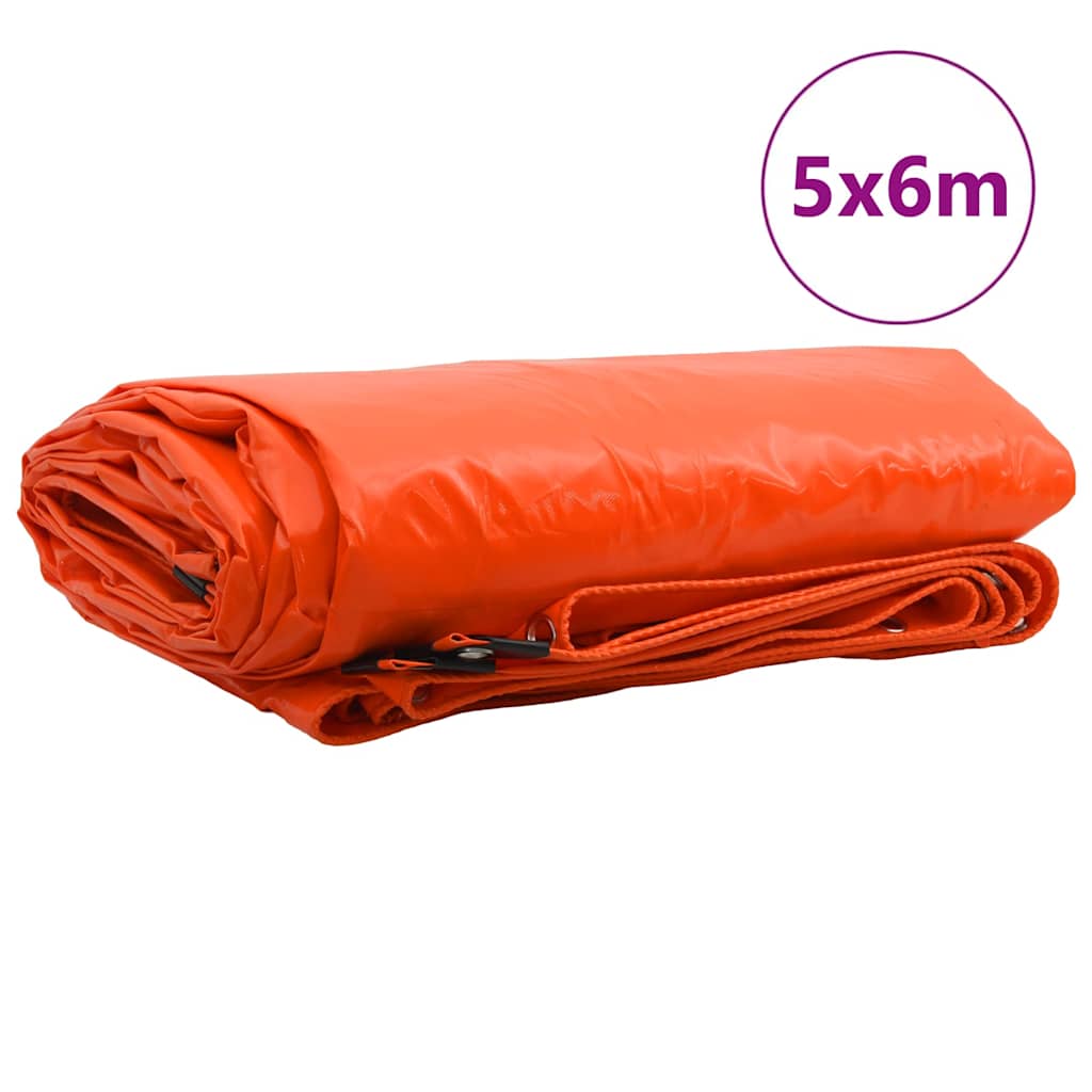 Ponyva 650g / m² Narancssárga 5 x 6 m Vászon PVC bevonattal