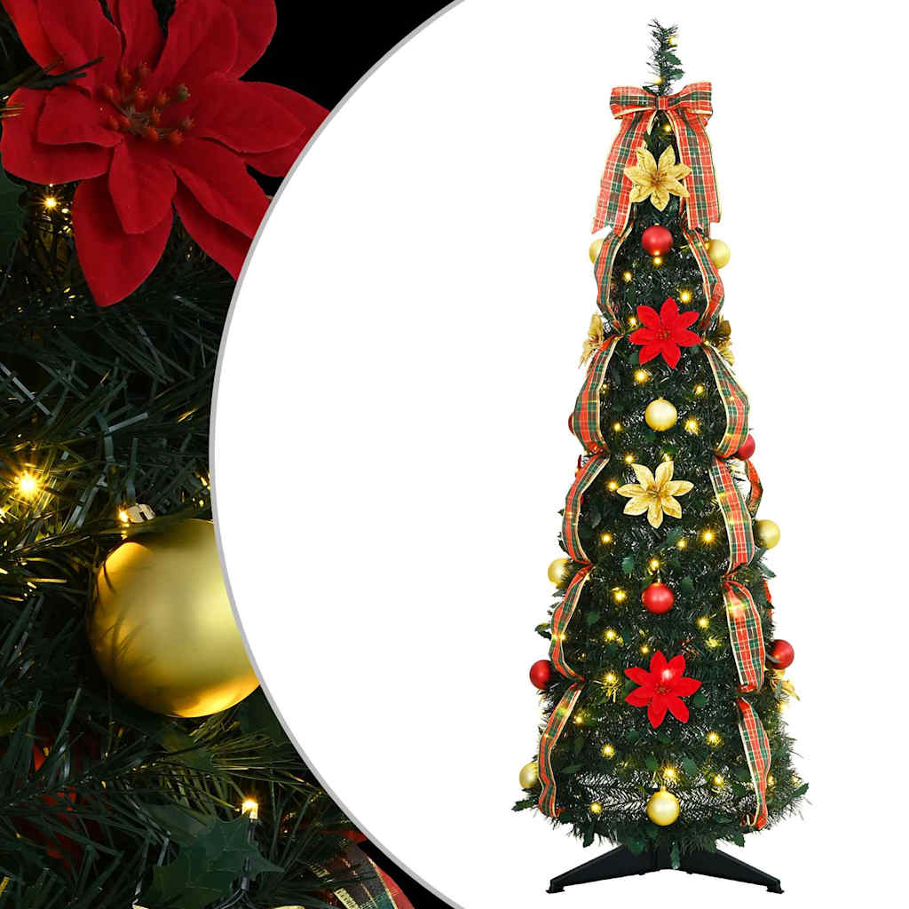 Mű karácsonyfa 50 LED-del állvánnyal Zöld 125 cm PVC