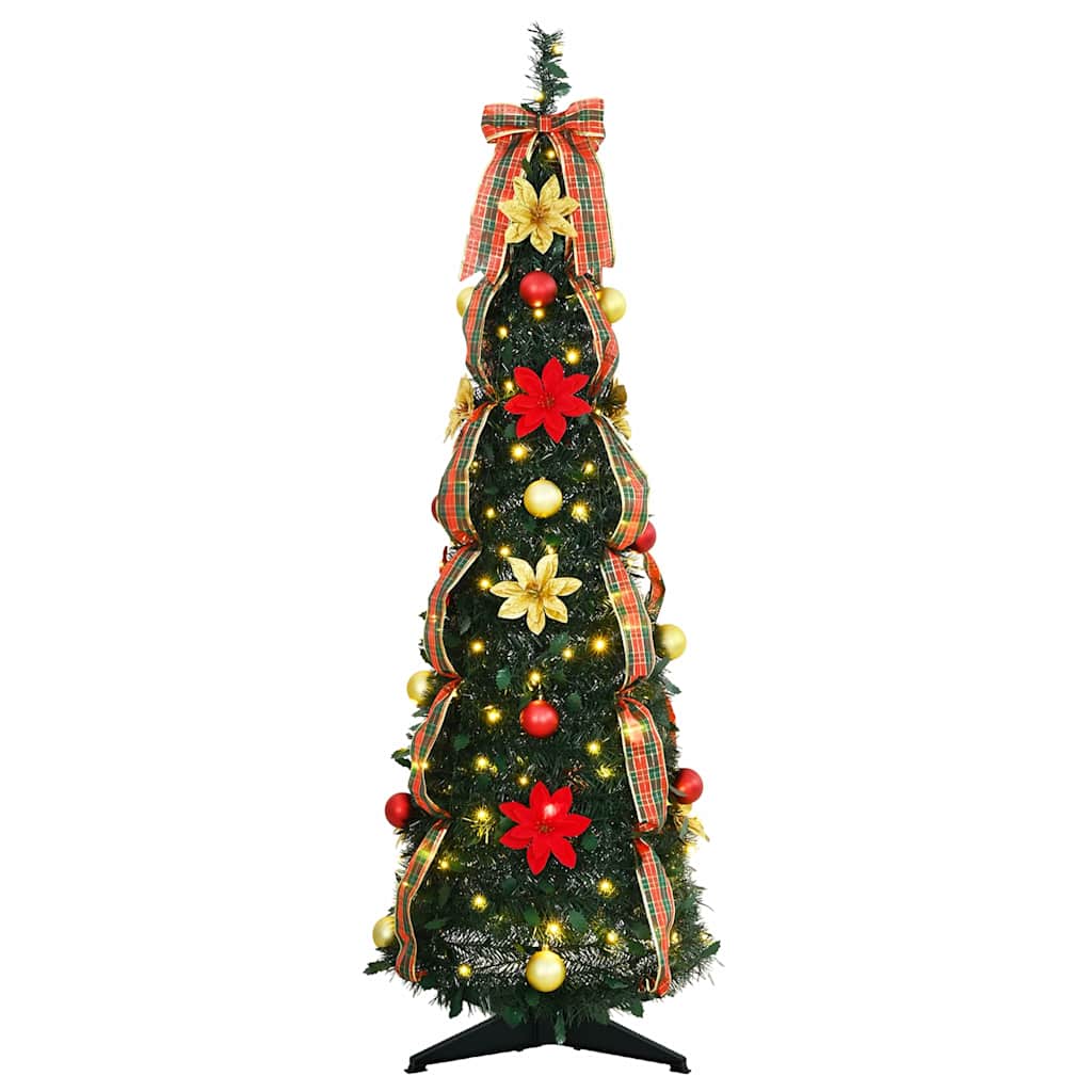 Mű karácsonyfa 50 LED-del állvánnyal Zöld 125 cm PVC